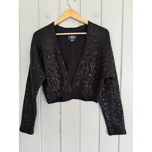 Anthropologie Maeve Artemia Black Open Sequin Cardigan XS/S Cotton Blend